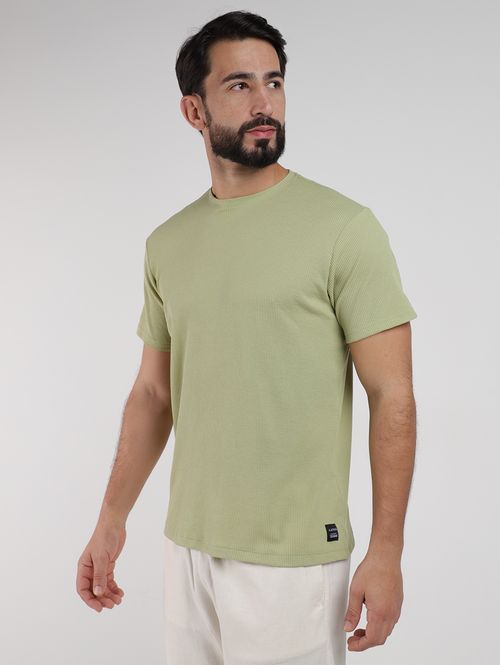 Camiseta Texturizada Manga Curta Eletrón Masculina VERDE CLARO