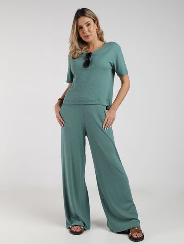 Blusa Malha Waffle Mullet Autentique Feminina VERDE