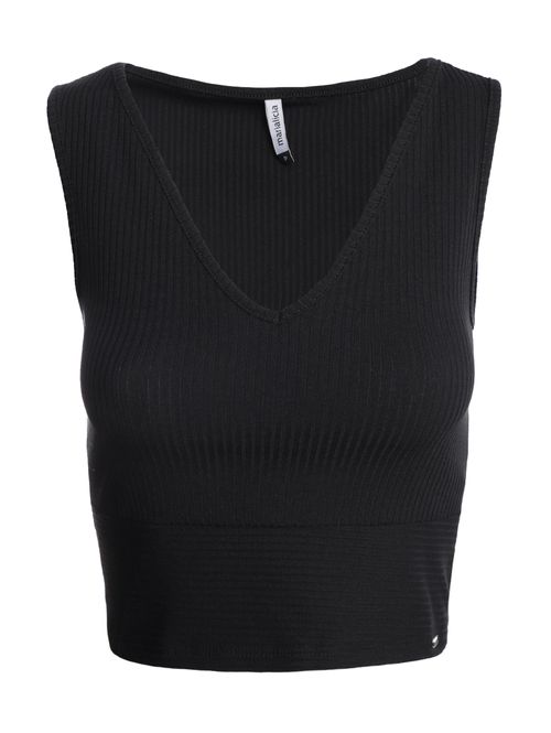 Blusa Regata Canelada Cropped Feminina PRETO