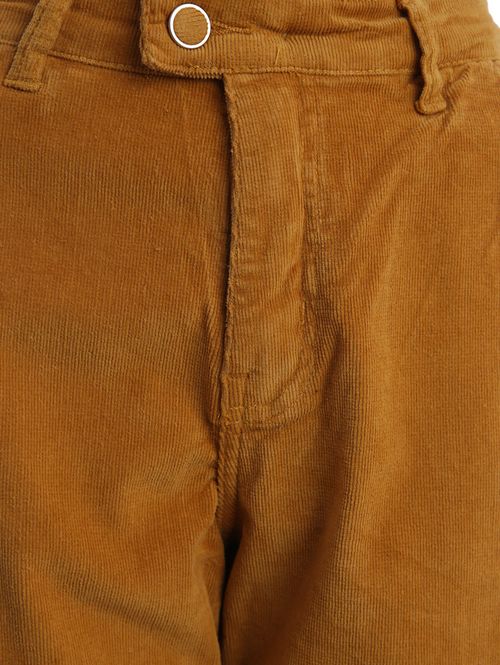 Calça Veludo Wide Leg Feminina OCRE