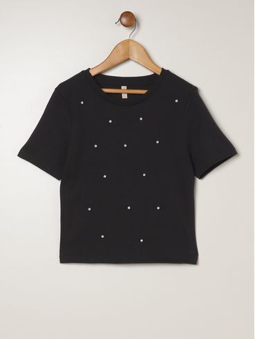 Blusa Malha  Cativa Juvenil Para Menina - PRETO
