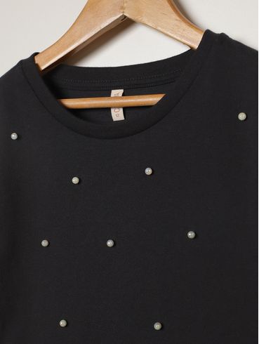 Blusa Malha  Cativa Juvenil Para Menina - PRETO