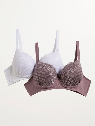 Kit Com 02 Sutiãs Feminino BRANCO/LILAS