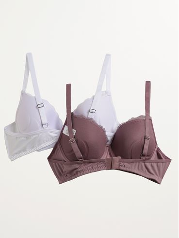 Kit Com 02 Sutiãs Feminino BRANCO/LILAS