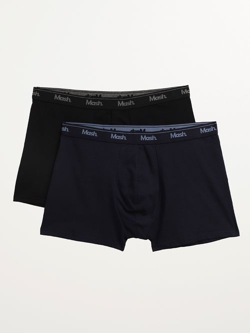 Kit com 02 Cuecas Boxer Cotton Masculina PRETO/AZUL