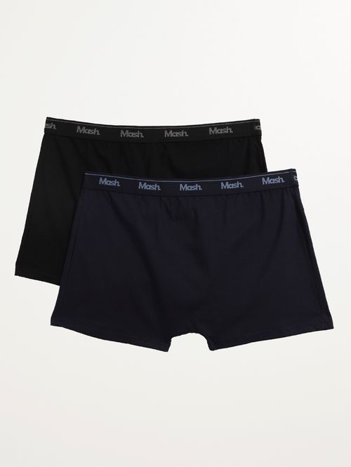 Kit com 02 Cuecas Boxer Cotton Masculina PRETO/AZUL