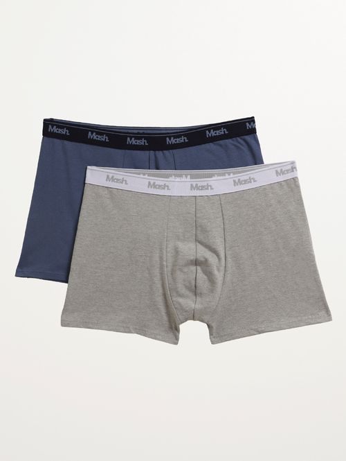 Kit com 02 Cuecas Boxer Cotton Masculina CINZA/AZUL