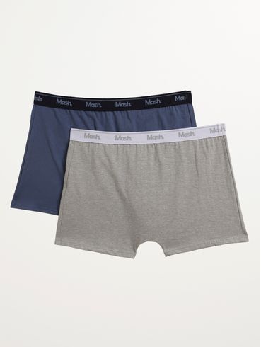 Kit com 02 Cuecas Boxer Cotton Masculina CINZA/AZUL