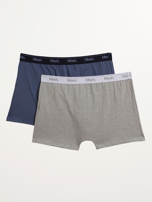 Kit com 02 Cuecas Boxer Cotton Masculina CINZA/AZUL