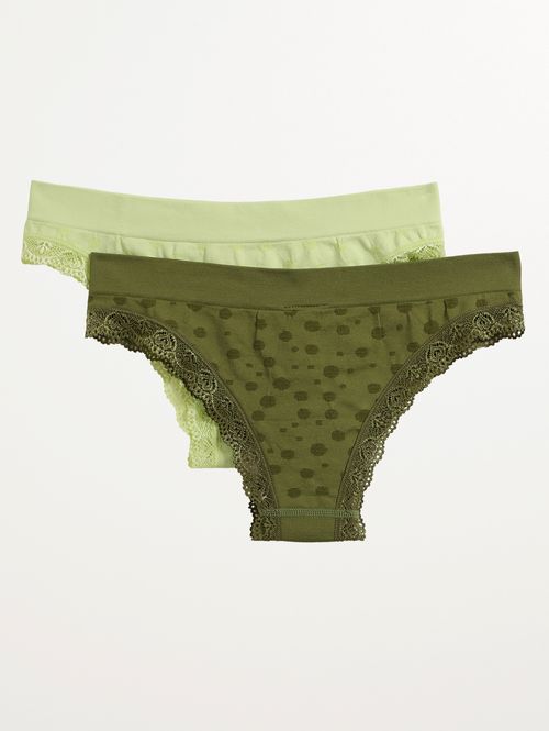 Calcinha Sem Costura Com Renda Feminina VERDE/VERDE CLARO