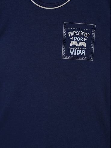 Pijama Curto Estampada Juvenil Para Menino - MARINHO