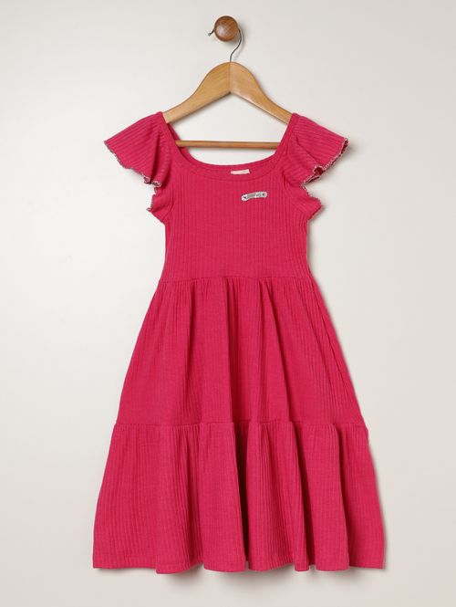 Vestido Canelado Infantil Para Menina - PINK