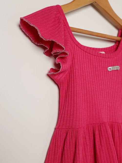 Vestido Canelado Infantil Para Menina - PINK