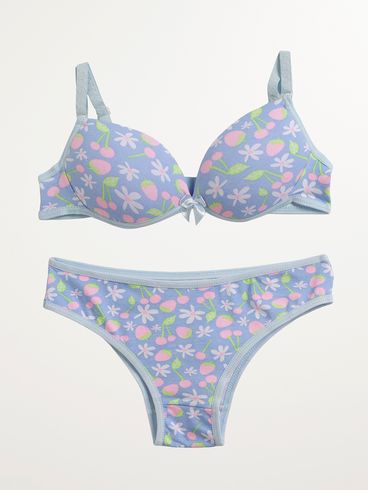 Conjunto Lingerie Infantil Para Menina - AZUL CLARO