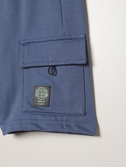 Bermuda Moletinho Cargo Infantil Para Menino - AZUL