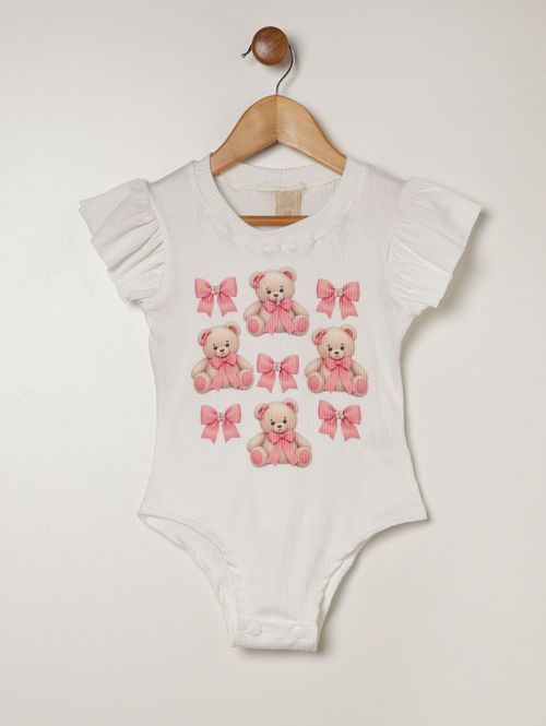 Body Canelado Infantil Para Menina - OFF WHITE