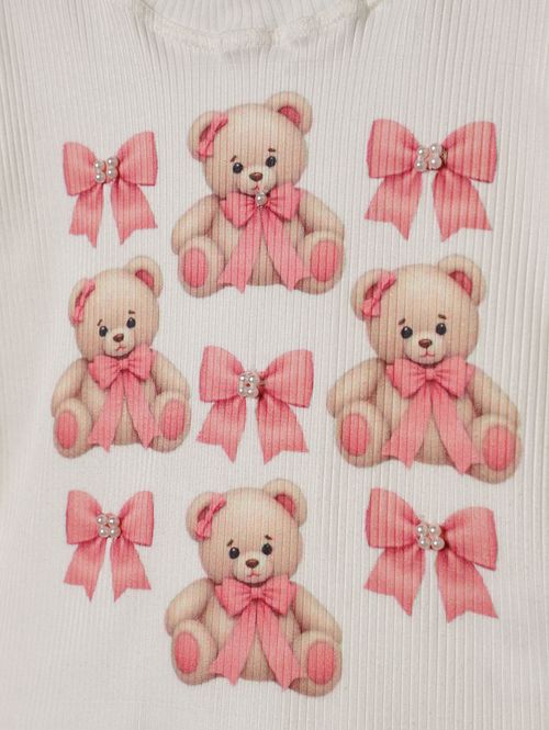 Body Canelado Infantil Para Menina - OFF WHITE