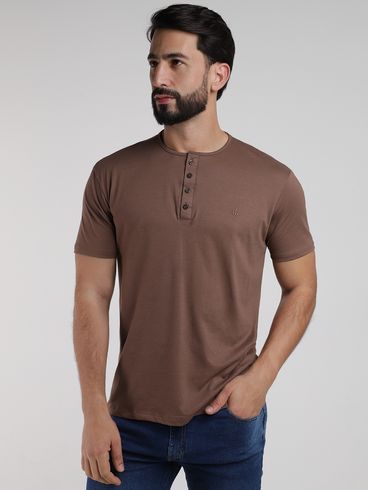 Camiseta Piquet Manga Curta Masculina MARROM