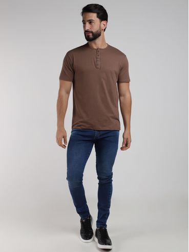 Camiseta Piquet Manga Curta Masculina MARROM