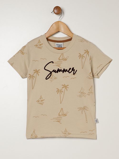 Camiseta Manga Curta Infantil Para Menino - AREIA