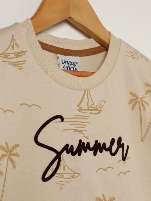Camiseta Manga Curta Infantil Para Menino - AREIA