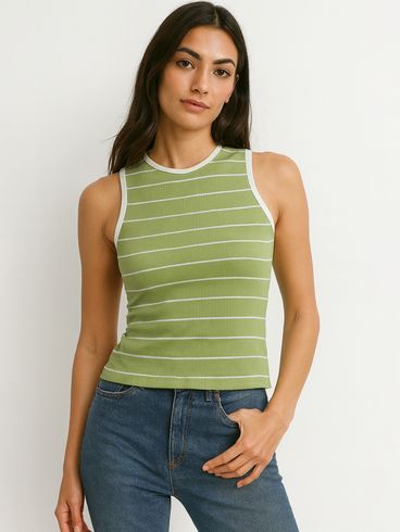 Blusa Regata Canelada Autentique Feminina VERDE