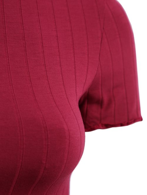 Blusa Canelada Manga Curta Autentique Feminina BORDO
