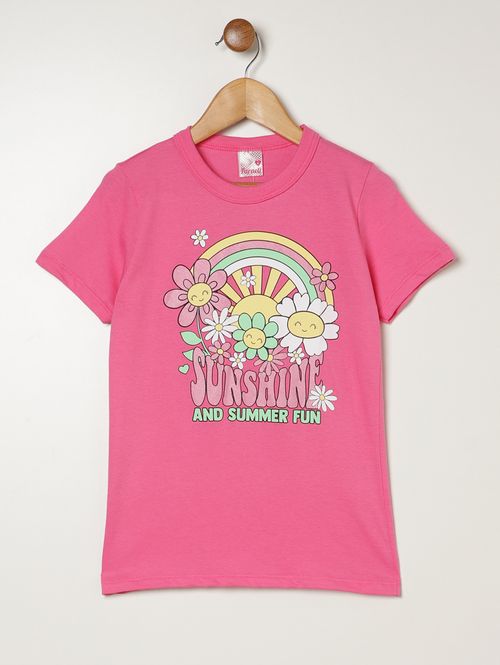 Blusa Manga Curta Infantil Para Menina - PINK