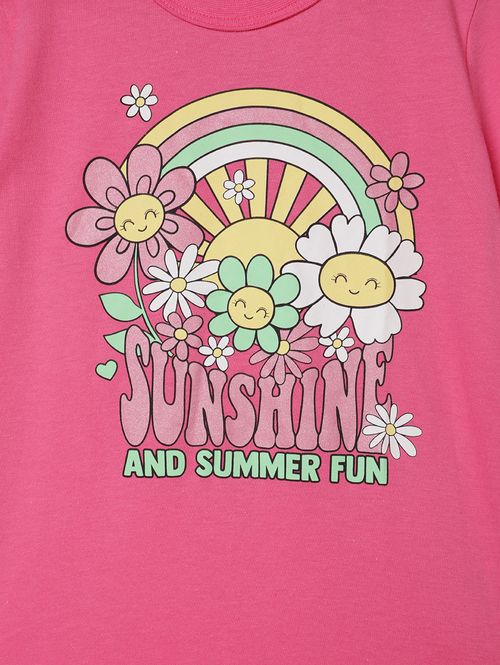 Blusa Manga Curta Infantil Para Menina - PINK