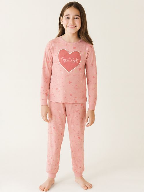 Pijama Longo Juvenil Para Menina - ROSA