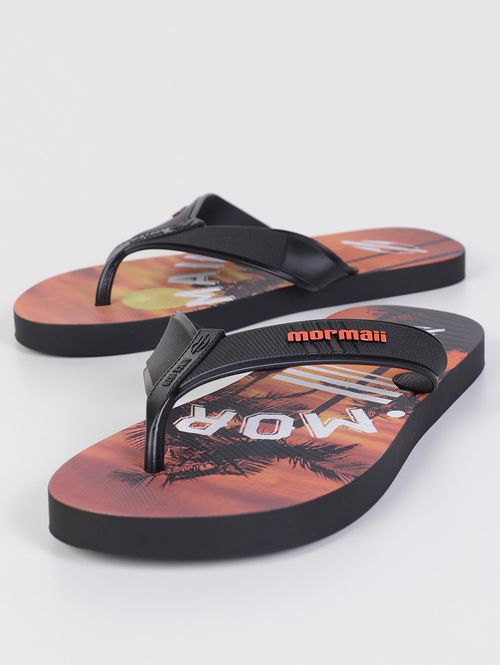 Chinelo Tropical Mormaii Masculino PRETO/LARANJA
