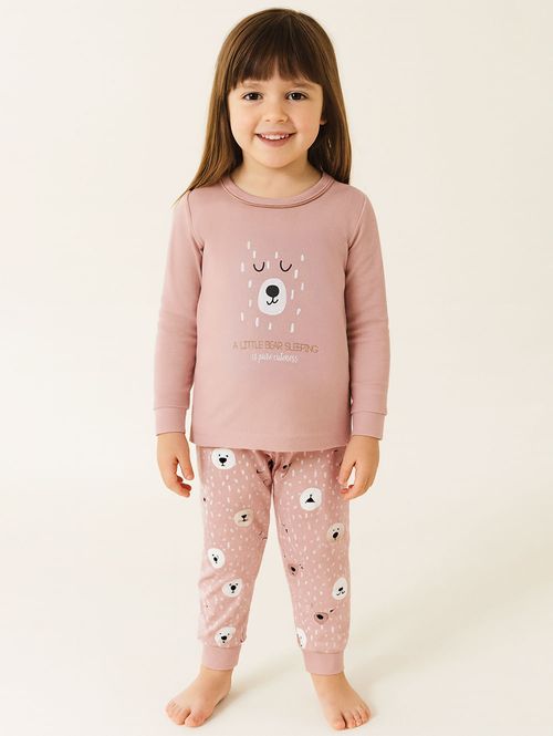 Pijama Longo Suede Infantil Para Menina - ROSE