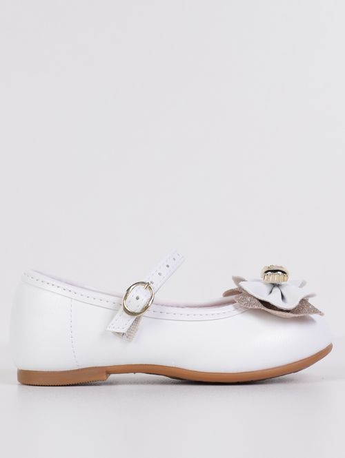 Sapatilha Laço Molekinha Infantil Para Menina - BRANCO/DOURADO