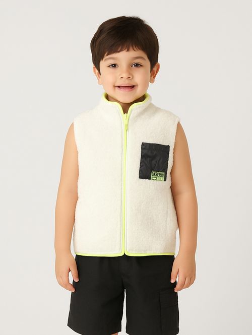 Colete com Pelinhos Infantil Para Menino - Off white