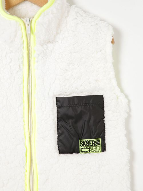 Colete com Pelinhos Infantil Para Menino - Off white
