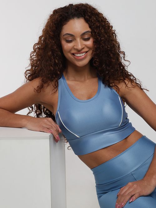 Top Fitness Cirrê Vels Feminino AZUL/AZUL/OFF WHITE