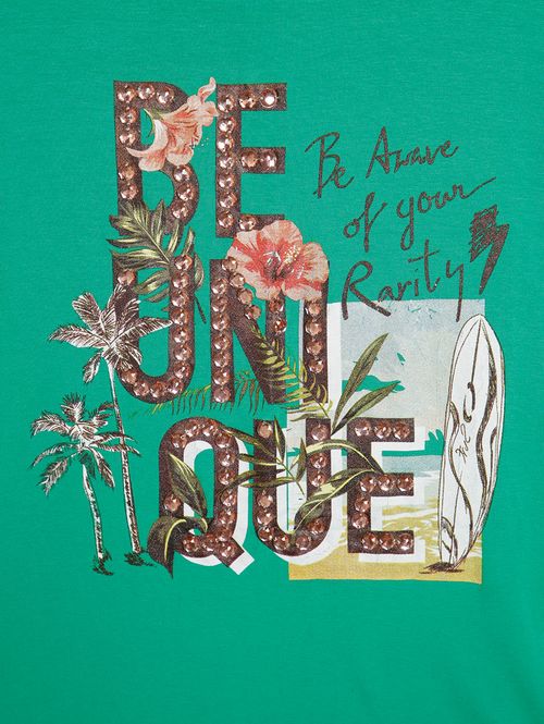 Blusa Manga 3/4 Plus Size Feminina Verde