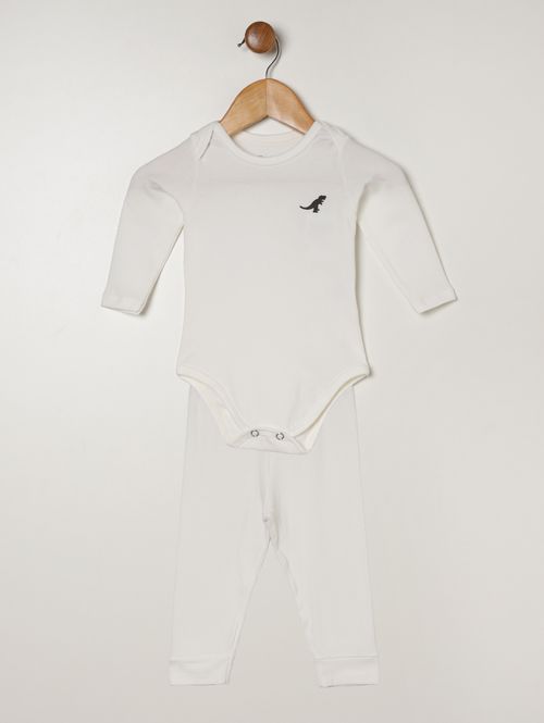 Pijama Curto Rei Rex Infantil Para Bebê - NATURAL