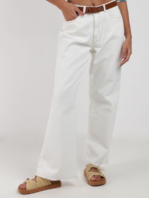 Calça Sarja Wide Leg Feminina OFF WHITE
