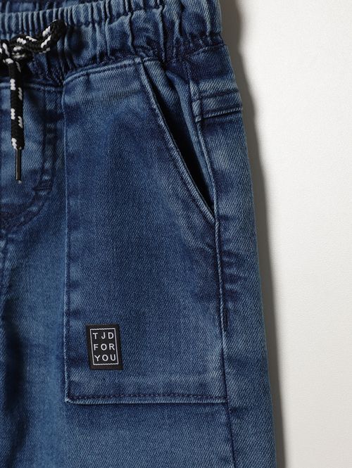 Bermuda Jeans Infantil Para Menino - AZUL