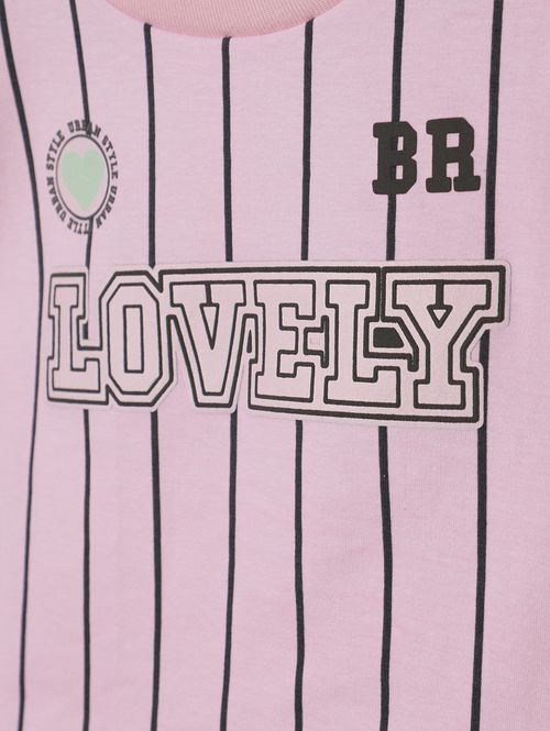 Blusa Cotton Listrada Infantil Para Menina - ROSA