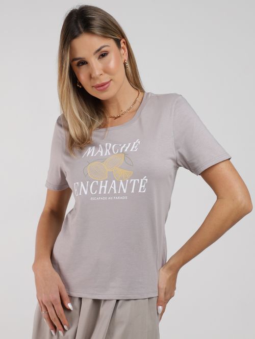 Blusa Meia Malha Limão Cativa Feminina CINZA CLARO