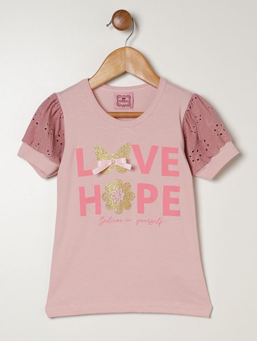Blusa Manga Curta Infantil Para Menina - ROSA