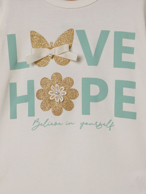 Blusa Manga Curta Infantil Para Menina - OFF WHITE