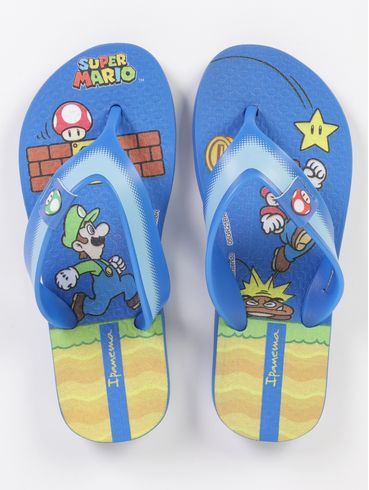 Chinelo Super Mario Ipanema Infantil Para Menino- AZUL/AMARELO