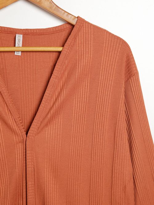 Casaco Cardigan Plus Size Feminino CARAMELO