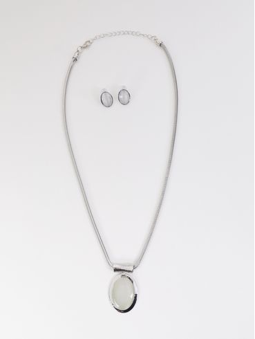 Conjunto Brinco e Colar Form Gota PRATA