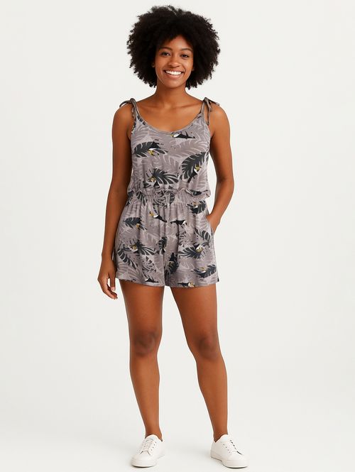 Macaquinho Estampado Feminino CINZA CLARO