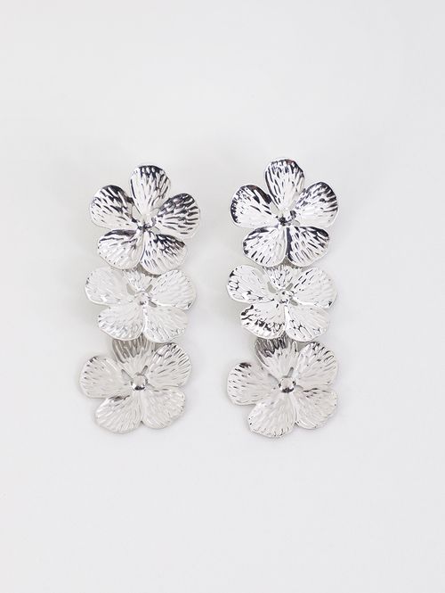 Brinco Trio de Flores PRATA