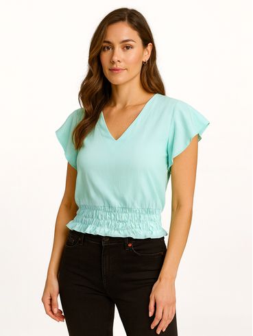 Blusa Manga Curta Feminina VERDE CLARO